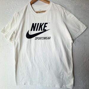 Nike White Short Sleeve T-Shirt with Black Sportswear Logo
